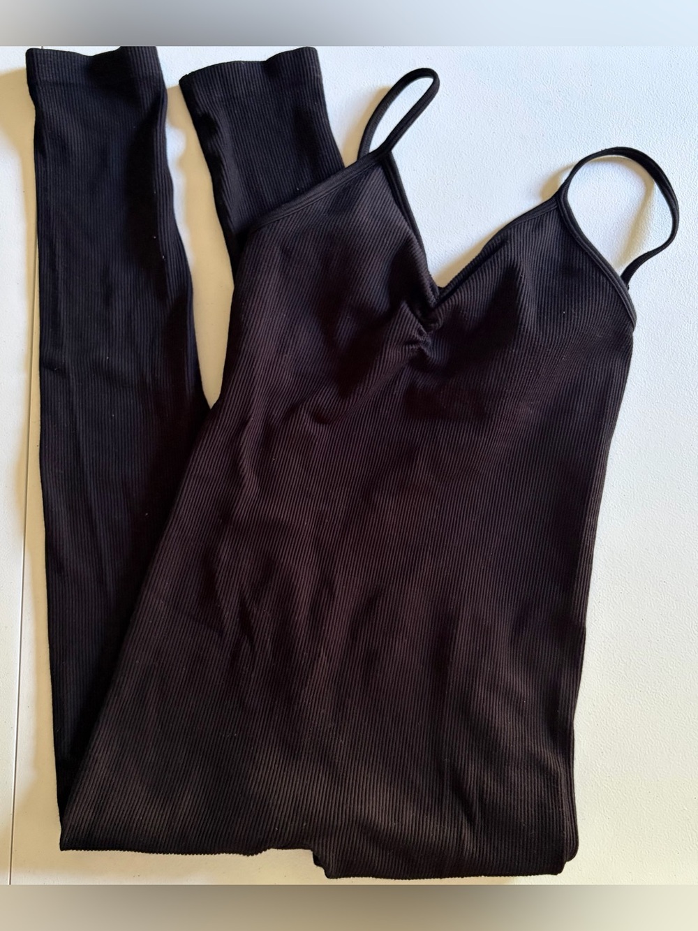 American Eagle Ribbed Black Jumpsuit Small Built In Bra Loungewear